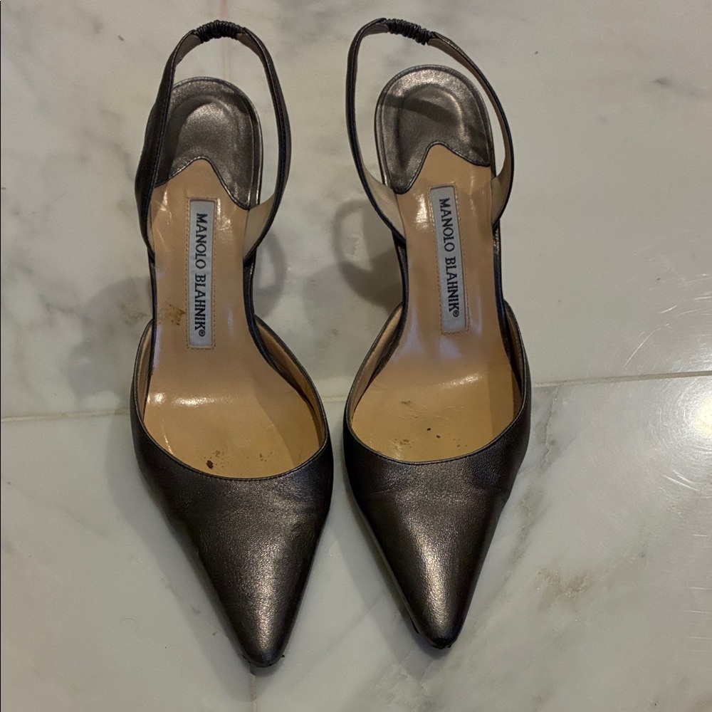 Manolo Blahnik Women's Gunmetal Carolyne 70mm